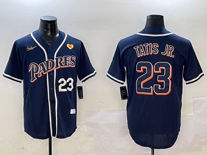 Men San Diego Padres 23 Tatis jr Blue Throwback Game 2025 Nike MLB Jersey style 7